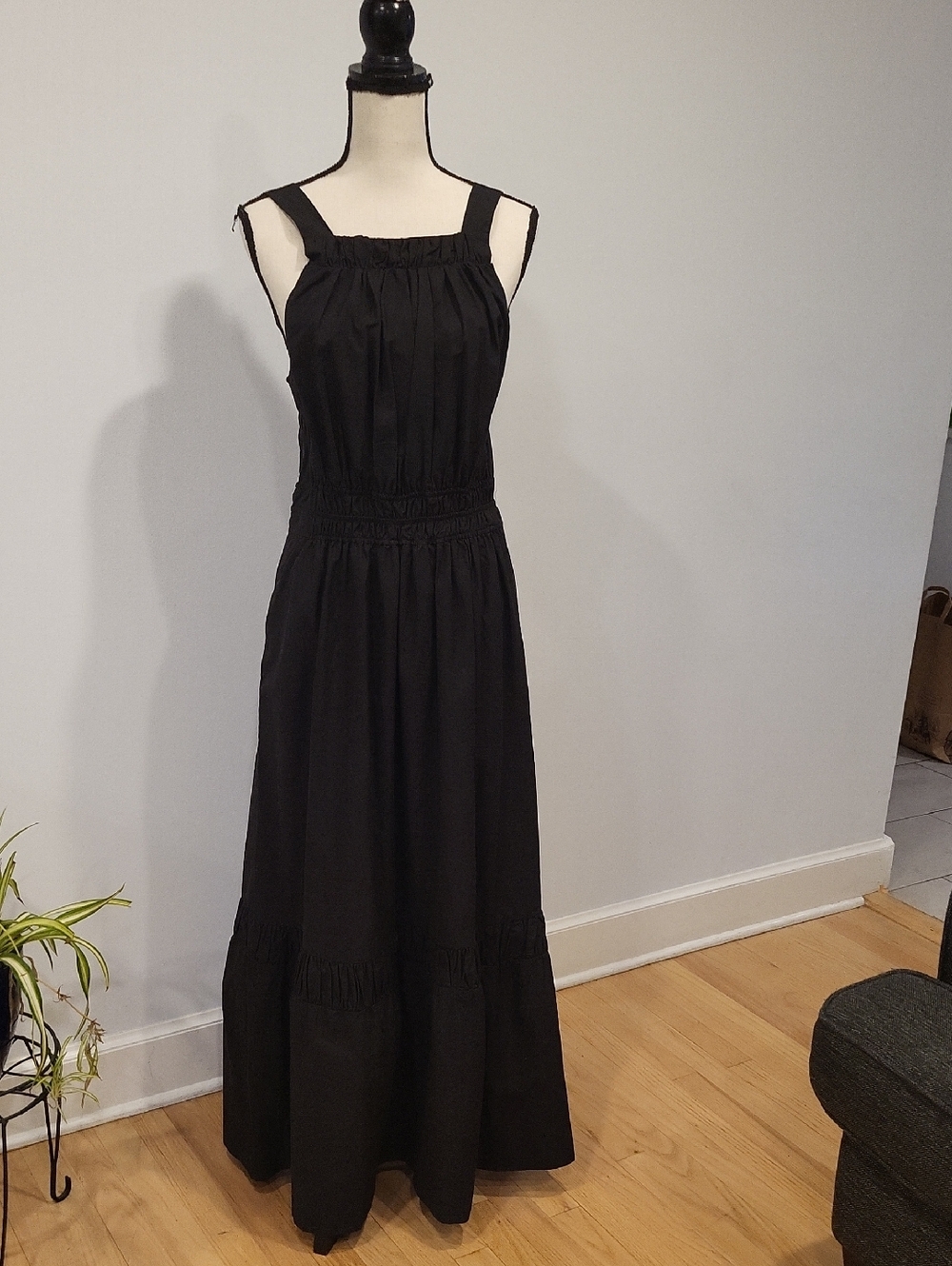 Anthropologie Black Sleeveless Maxi Dress with Smocked Waist